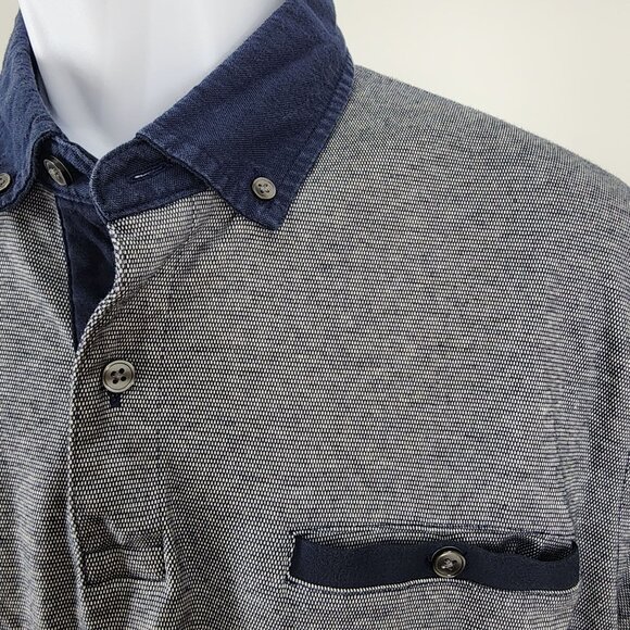 Men's Tommy Hilfiger Polo Slim Fit Shirt Short Sleeve Large 100% Cotton Navy - Picture 3 of 6